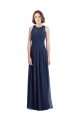 Sleeveless Dark Navy Keyhole Back A-Line Halter Neck Bridesmaid Dress Lincoln