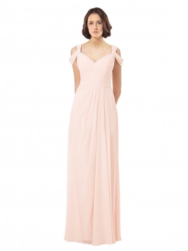Sleeveless Pink Keyhole Back A-Line Off the Shoulder Bridesmaid Dress / Evening Dress Lincoln