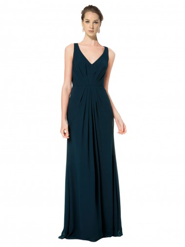 Sleeveless Midnight Green A-Line V-Neck Bridesmaid Dress Lincoln