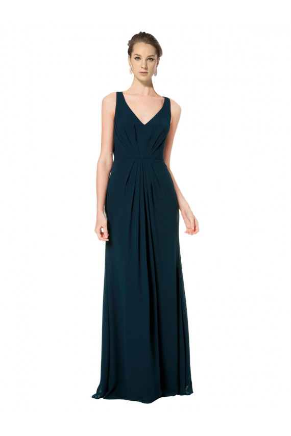 Sleeveless Midnight Green A-Line V-Neck Bridesmaid Dress Lincoln