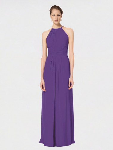 Sleeveless Plum Purple Criss Cross Back A-Line Spaghetti Straps Bridesmaid Dress Lincoln