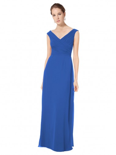 Sleeveless Royal Blue Open Back A-Line Off the Shoulder Bridesmaid Dresses Lincoln