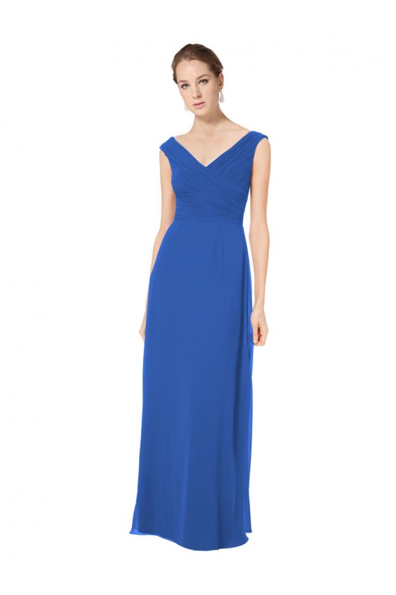 Sleeveless Royal Blue Open Back A-Line Off the Shoulder Bridesmaid Dresses Lincoln
