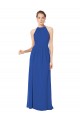Sleeveless Royal Blue Keyhole Back A-Line Halter Neck Bridesmaid Dress / Evening Dress Lincoln