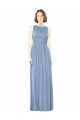 Sleeveless Dusty Blue Open Back A-Line Bateau Neck Bridesmaid Dress Lincoln