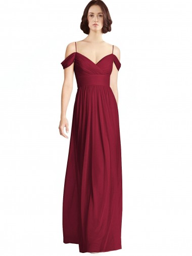 Sleeveless Burgundy A-Line Off the Shoulder Bridesmaid Dresses Lincoln