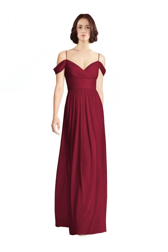Sleeveless Burgundy A-Line Off the Shoulder Bridesmaid Dresses Lincoln