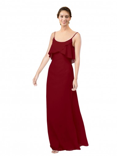 Sleeveless Burgundy V-Back Sheath Scoop Neck Bridesmaid Dress Lincoln