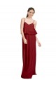 Sleeveless Burgundy Criss Cross Open Back A-Line Spaghetti Straps Bridesmaid Dress Lincoln
