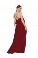 Sleeveless Burgundy Criss Cross Open Back A-Line Spaghetti Straps Bridesmaid Dress Lincoln