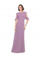 Cold Shoulder Dark Lavender Criss Cross Back A-Line High Neck Bridesmaid Dresses Lincoln