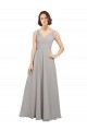 Sleeveless Oyster Silver V-Back A-Line V-Neck Bridesmaid Dress Lincoln