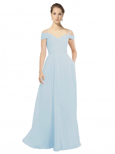 Sleeveless Sea Glass A-Line Off the Shoulder Evening Dress / Bridesmaid Dress Lincoln