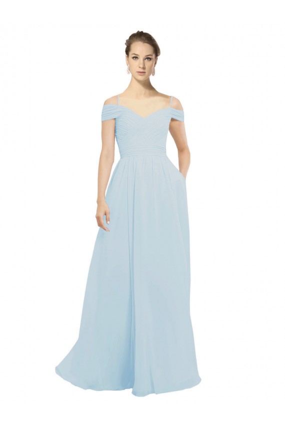 Sleeveless Sea Glass A-Line Off the Shoulder Evening Dress / Bridesmaid Dress Lincoln