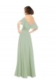 Cold Shoulder Smoke Green A-Line Off the Shoulder Bridesmaid Dress Lincoln