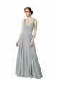 Sleeveless Silver A-Line V-Neck Bridesmaid Dress / Evening Dress Lincoln