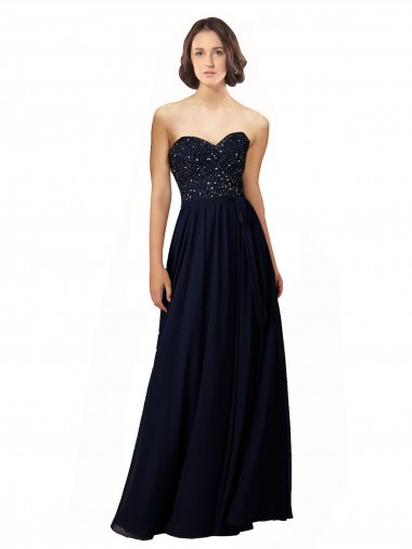 Sleeveless Dark Navy Sheath Sweetheart Bridesmaid Dress / Formal Dress Lincoln