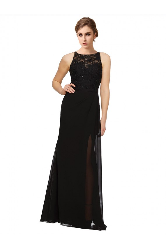Sleeveless Black Sheath High Neck Bridesmaid Dress Lincoln
