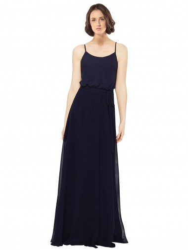 Sleeveless Dark Navy Sheath Scoop Neck Bridal Party Dress Lincoln