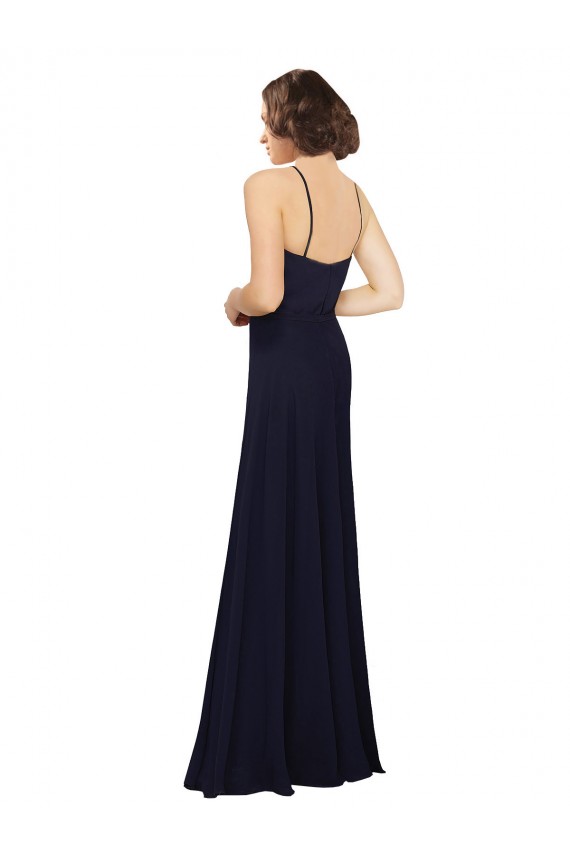 Sleeveless Dark Navy Sheath Scoop Neck Bridal Party Dress Lincoln