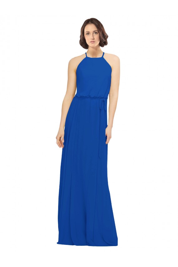 Sleeveless Royal Blue A-Line Jewel Neck Bridal Party Dress Lincoln