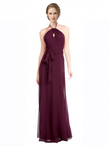 Sleeveless Burgundy Low Back A-Line Spaghetti Straps Evening Dress / Bridesmaid Dress Lincoln
