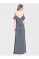 Flutter Sleeves Slate Grey V-Back A-Line Off the Shoulder Bridesmaid Dress Lincoln