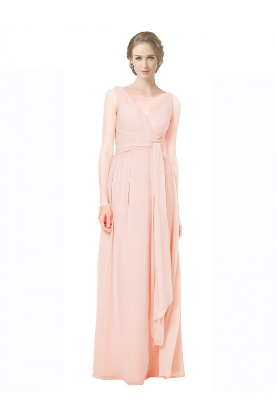 Sleeveless V-Back A-Line V-Neck Wedding Party Dress Lincoln