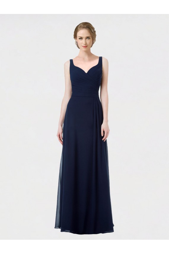 Sleeveless Dark Navy Low Back A-Line Sweetheart Bridesmaid Dress Lincoln