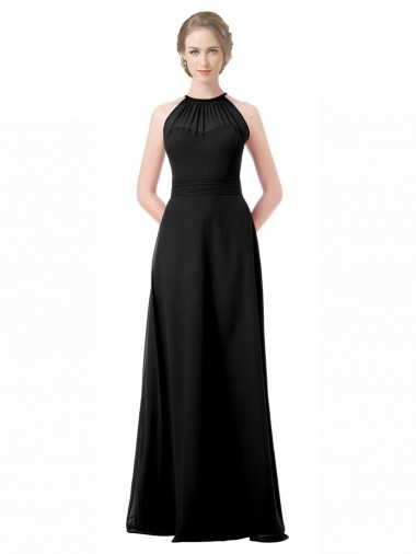 Sleeveless Black A-Line Halter Neck Formal Dress / Bridesmaid Dress Lincoln