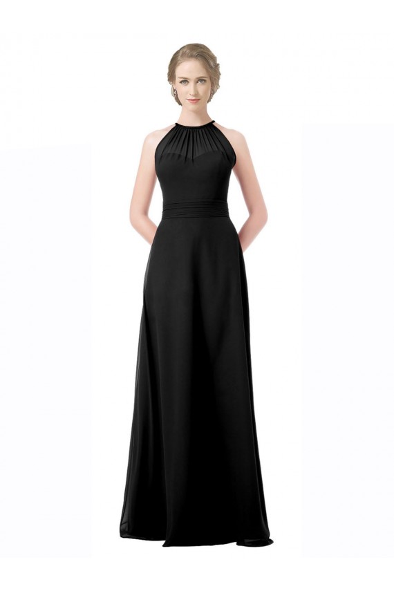 Sleeveless Black A-Line Halter Neck Formal Dress / Bridesmaid Dress Lincoln