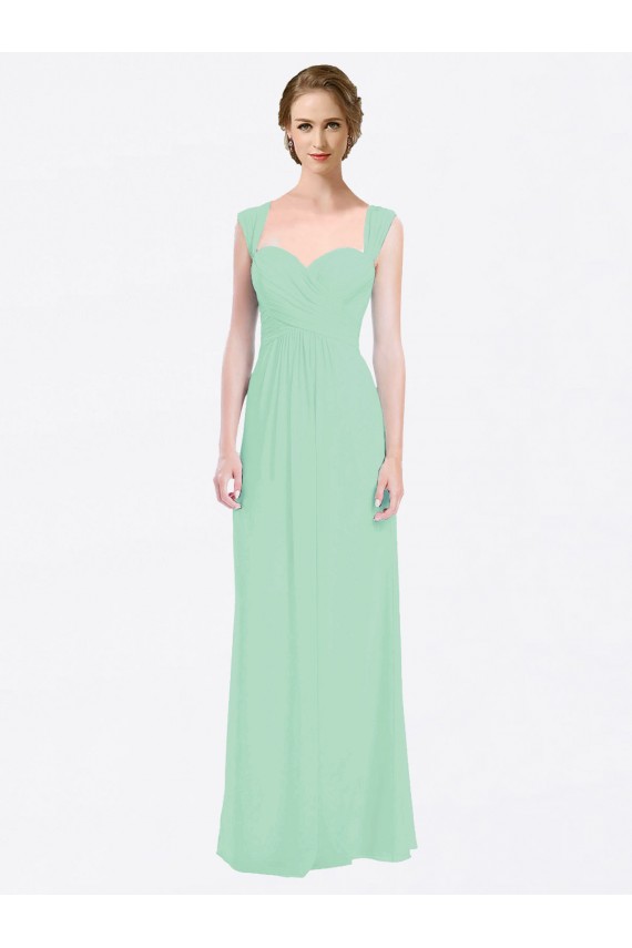Cap Sleeves Mint Green V-Back A-Line Sweetheart Bridesmaid Dress Lincoln
