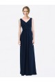 Sleeveless Dark Navy Low Back A-Line V-Neck Evening Gowns / Bridesmaid Dress Lincoln