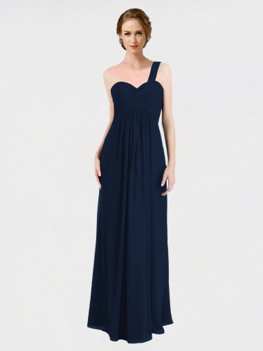 Sleeveless Dark Navy Low Back A-Line One Shoulder Bridesmaid Dress / Formal Dress Lincoln