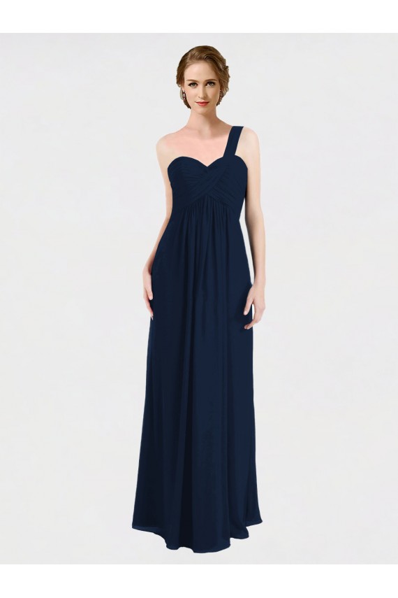 Sleeveless Dark Navy Low Back A-Line One Shoulder Bridesmaid Dress / Formal Dress Lincoln