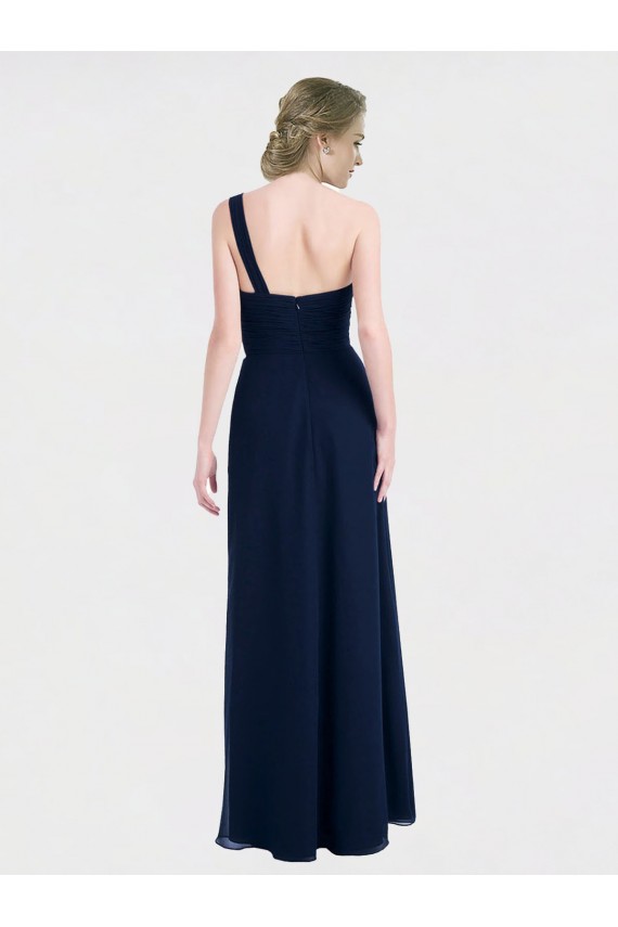 Sleeveless Dark Navy Low Back A-Line One Shoulder Bridesmaid Dress / Formal Dress Lincoln
