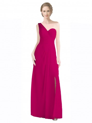 Sleeveless Red A-Line One Shoulder Bridesmaid Dress Lincoln