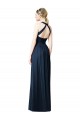 Sleeveless Dark Navy Open Back A-Line Halter Neck Bridesmaid Dresses Lincoln