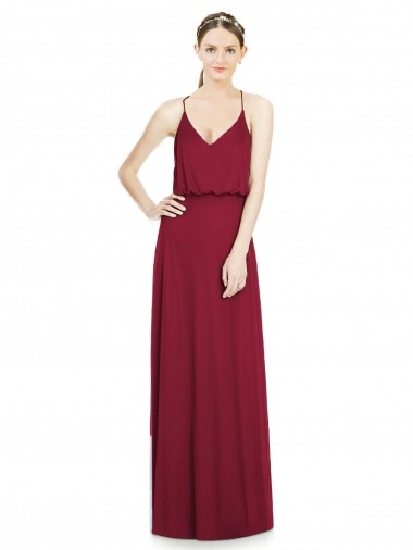 Sleeveless Burgundy A-Line V-Neck Evening Gowns / Bridesmaid Dress Lincoln