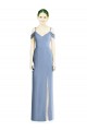 Cold Shoulder Dusty Blue Open Back A-Line Off the Shoulder Formal Evening Gown / Bridesmaid Dress Lincoln