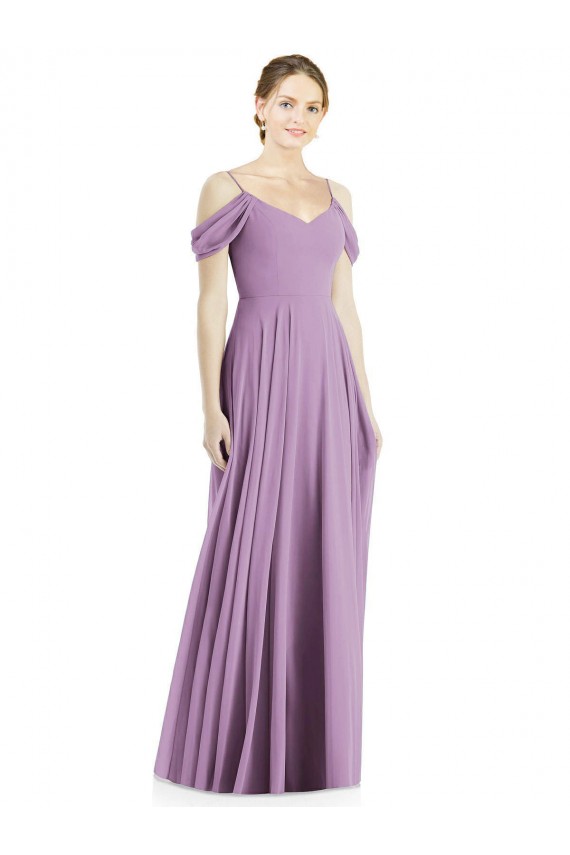 Sleeveless Dark Lavender Open Back A-Line Off the Shoulder Semi Formal Evening Dress / Bridesmaid Dress Lincoln