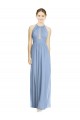 Sleeveless Dusty Blue A-Line Halter Neck Wedding Party Dress Lincoln