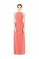 Sleeveless Coral Open Back A-Line Halter Neck Bridesmaid Dress Lincoln