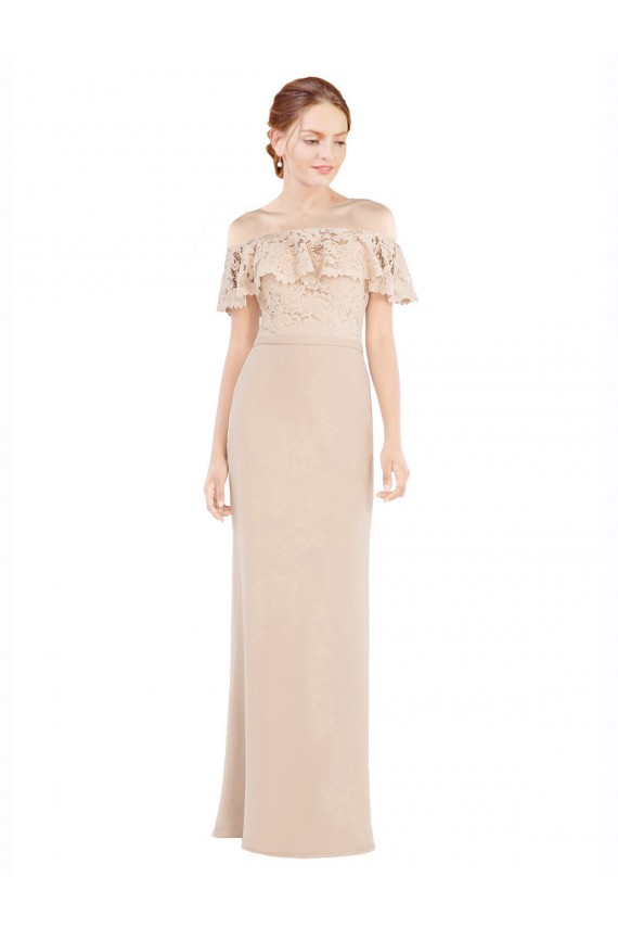 Sleeveless Champagne A-Line Off the Shoulder Prom Dress / Bridesmaid Dress Lincoln