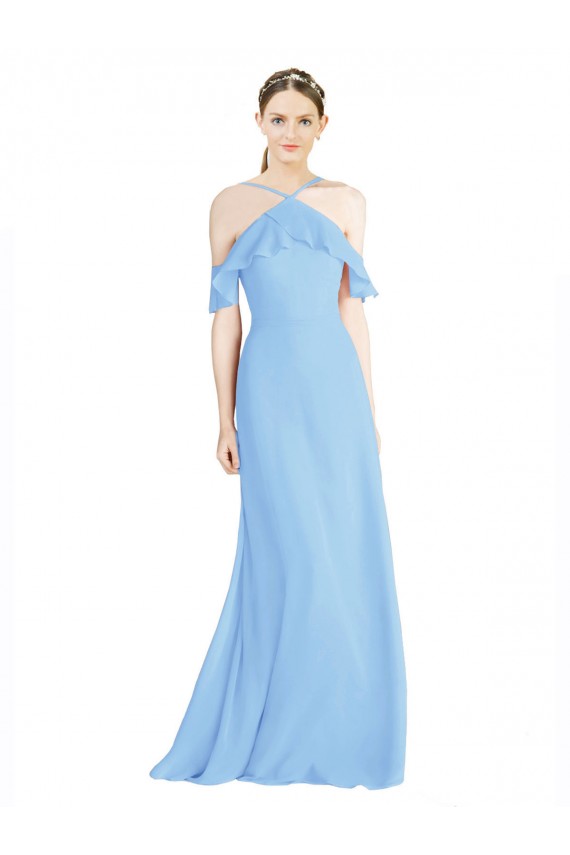 Cold Shoulder Periwinkle Low Back A-Line Halter Neck Formal Dress / Bridesmaid Dress Lincoln