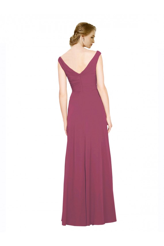 Sleeveless Mauve Taupe A-Line V-Neck Bridesmaid Dress Lincoln