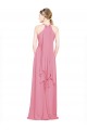Sleeveless Skin Pink A-Line Halter Neck Bridesmaid Dress / Evening Dress Lincoln