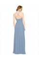 Sleeveless Dusty Blue Criss Cross Open Back A-Line Halter Neck Bridesmaid Dress / Evening Dress Lincoln