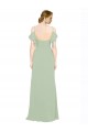 Sleeveless Smoke Green Low Back A-Line Off the Shoulder Bridesmaid Dress Lincoln