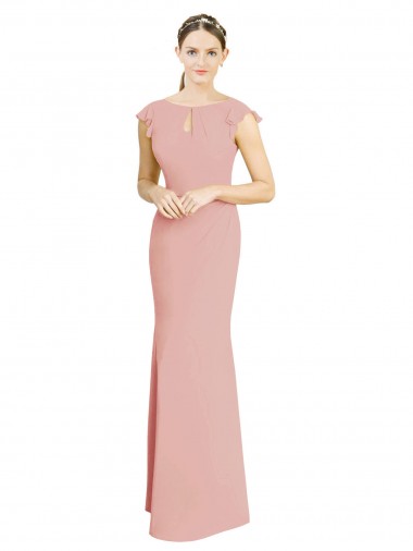 Cap Sleeves Bliss Pink Mermaid Boat Neck Formal Dress / Bridesmaid Dress Lincoln